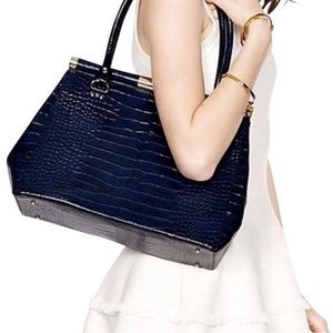 Kate Spade CROC EMBOSSED KNIGHTSBRIDGE CONSTANCE Gorgeous Navy Blue NWOT